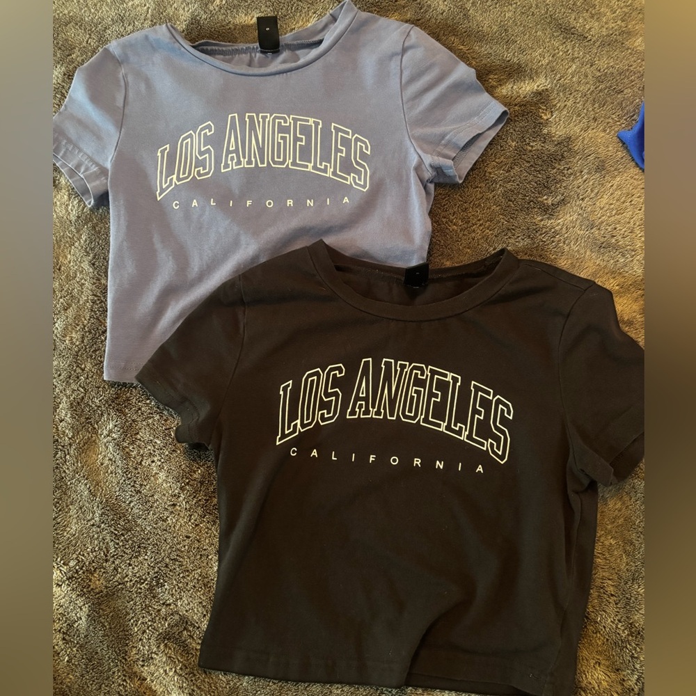Black and Blue Short Sleeve Tees with Los Angeles Design